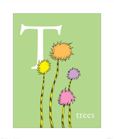 &lsquo;T is for Trees (green)&rsquo; Art - Theodor (Dr. Seuss) Geisel | AllPosters.com