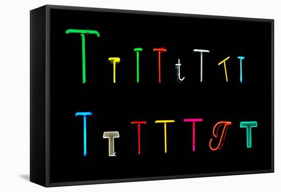 T Neon Letters-Karimala-Framed Stretched Canvas
