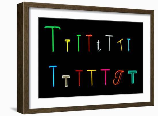 T Neon Letters-Karimala-Framed Art Print