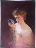 Girl Gazes into a Crystal Ball-T.r. Skelton-Stretched Canvas