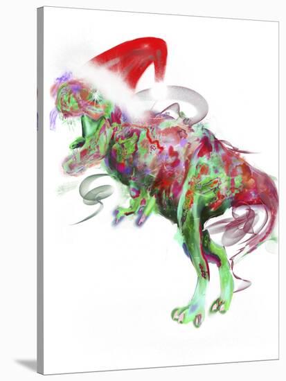 T Rex Christmas-Stephanie Analah-Stretched Canvas