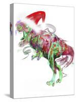 T Rex Christmas-Stephanie Analah-Stretched Canvas