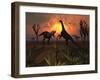 T. Rex Confronts a Group of Camarasaurus Dinosaurs-Stocktrek Images-Framed Photographic Print