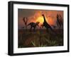 T. Rex Confronts a Group of Camarasaurus Dinosaurs-Stocktrek Images-Framed Photographic Print