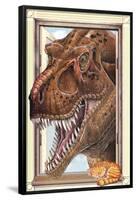 T-Rex Dinosaur Window Print Poster-null-Framed Poster