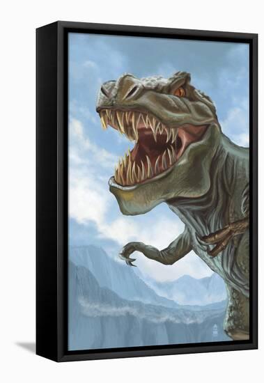 T Rex Dinosaur-Lantern Press-Framed Stretched Canvas