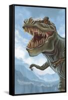 T Rex Dinosaur-Lantern Press-Framed Stretched Canvas