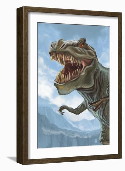 T Rex Dinosaur-Lantern Press-Framed Art Print