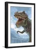 T Rex Dinosaur-Lantern Press-Framed Art Print