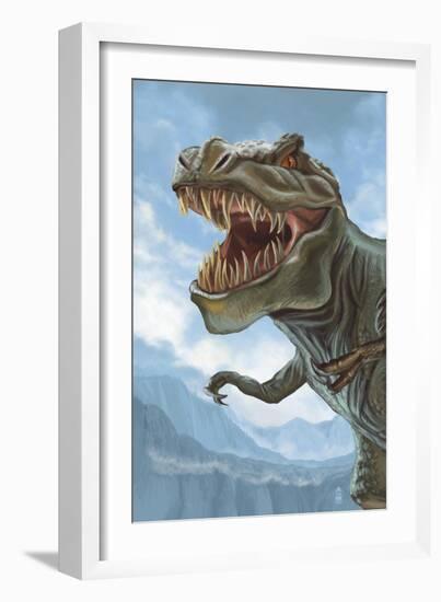 T Rex Dinosaur-Lantern Press-Framed Art Print