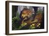 T-Rex Protecting Nest Dinosaur-Lantern Press-Framed Art Print