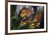 T-Rex Protecting Nest Dinosaur-Lantern Press-Framed Premium Giclee Print