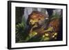 T-Rex Protecting Nest Dinosaur-Lantern Press-Framed Art Print