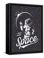 T-Shirt Design Print. Space Theme. Monochrome Style-VectorPot-Framed Stretched Canvas