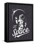 T-Shirt Design Print. Space Theme. Monochrome Style-VectorPot-Framed Stretched Canvas