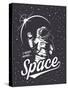 T-Shirt Design Print. Space Theme. Monochrome Style-VectorPot-Stretched Canvas