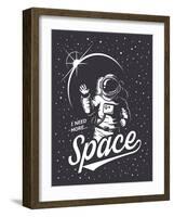 T-Shirt Design Print. Space Theme. Monochrome Style-VectorPot-Framed Art Print