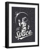 T-Shirt Design Print. Space Theme. Monochrome Style-VectorPot-Framed Art Print