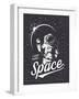 T-Shirt Design Print. Space Theme. Monochrome Style-VectorPot-Framed Art Print