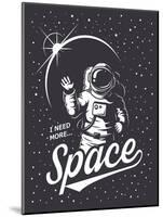 T-Shirt Design Print. Space Theme. Monochrome Style-VectorPot-Mounted Art Print