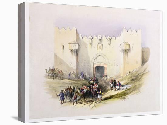 T1212 Gate of Damascus, Jerusalem, April 14th 1839, Plate 3 from Volume I of 'The Holy Land',…-David Roberts-Stretched Canvas