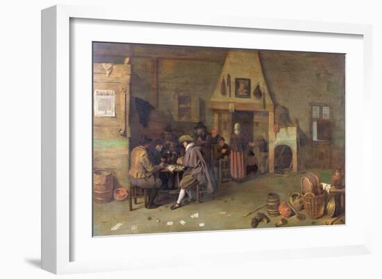 T29971 Tavern Interior with Figures Reading-Peter De Bloot-Framed Premium Giclee Print