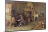 T29971 Tavern Interior with Figures Reading-Peter De Bloot-Mounted Giclee Print