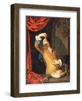 T31553 a Cavalier Standing at a Window Examining a Roemer (Panel)-Willem Van Mieris-Framed Premium Giclee Print