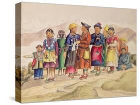 T602 Bhotias - Tibetans from Lhasa, the Capital of the Province of Utsang, Central Tibet, 1852-60-Dr. Henry Ambrose Oldfield-Stretched Canvas