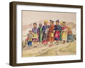 T602 Bhotias - Tibetans from Lhasa, the Capital of the Province of Utsang, Central Tibet, 1852-60-Dr. Henry Ambrose Oldfield-Framed Giclee Print