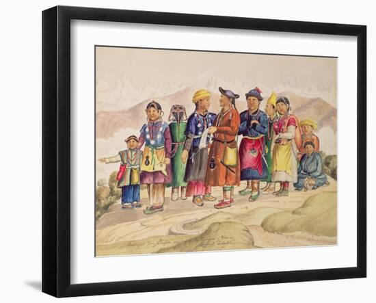 T602 Bhotias - Tibetans from Lhasa, the Capital of the Province of Utsang, Central Tibet, 1852-60-Dr. Henry Ambrose Oldfield-Framed Giclee Print