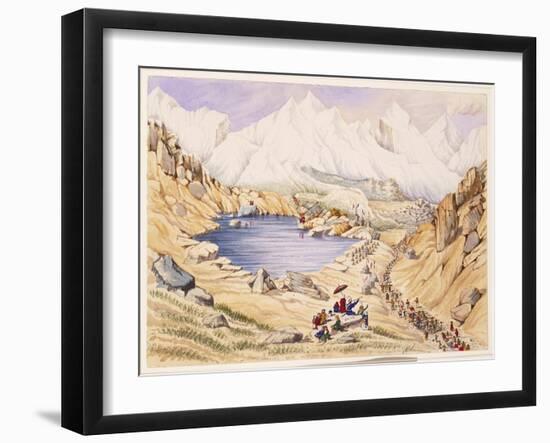 T612 Soldiers Invading Tibet from Nepal, Entrance to the Keerung Pass. the Plain Is Part of the…-Dr. Henry Ambrose Oldfield-Framed Giclee Print