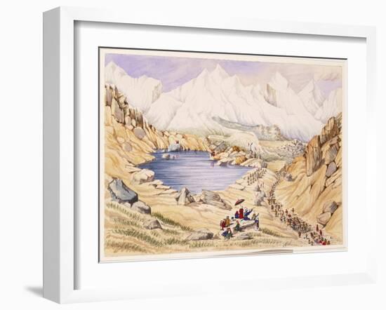 T612 Soldiers Invading Tibet from Nepal, Entrance to the Keerung Pass. the Plain Is Part of the…-Dr. Henry Ambrose Oldfield-Framed Giclee Print