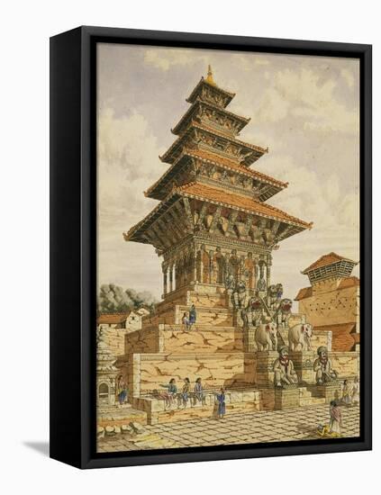 T622 the Temple of Devee Bhagwari, Bhatgaan, Braktapur, Built 1703, 1852-60-Dr. Henry Ambrose Oldfield-Framed Stretched Canvas