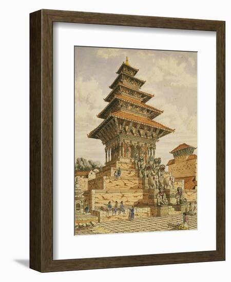 T622 the Temple of Devee Bhagwari, Bhatgaan, Braktapur, Built 1703, 1852-60-Dr. Henry Ambrose Oldfield-Framed Giclee Print