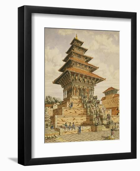 T622 the Temple of Devee Bhagwari, Bhatgaan, Braktapur, Built 1703, 1852-60-Dr. Henry Ambrose Oldfield-Framed Giclee Print