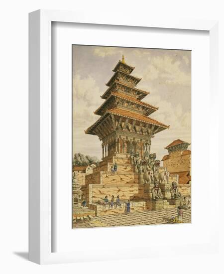 T622 the Temple of Devee Bhagwari, Bhatgaan, Braktapur, Built 1703, 1852-60-Dr. Henry Ambrose Oldfield-Framed Giclee Print