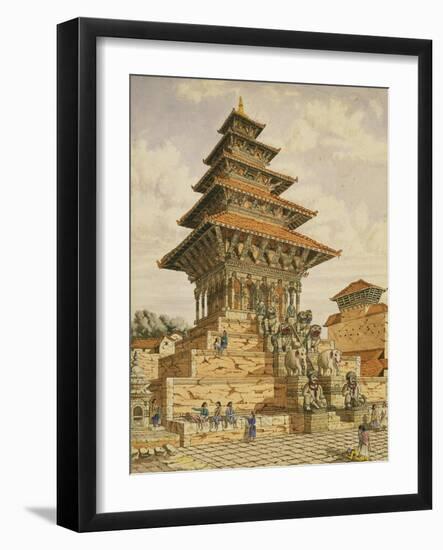 T622 the Temple of Devee Bhagwari, Bhatgaan, Braktapur, Built 1703, 1852-60-Dr. Henry Ambrose Oldfield-Framed Giclee Print