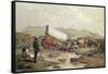 T662 Klaass Smit's River, with a Broken Down Wagon, Crossing the Drift, South Africa, 1852-Thomas Baines-Framed Stretched Canvas