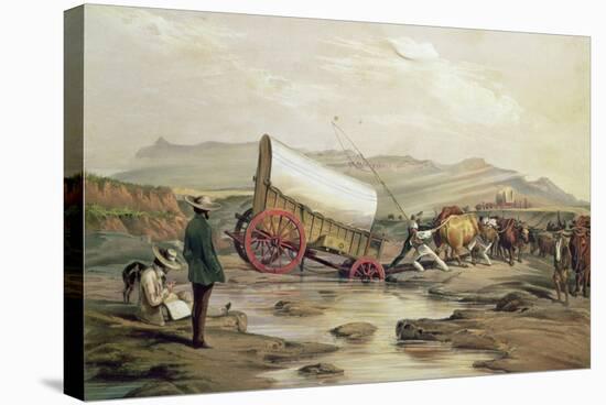 T662 Klaass Smit's River, with a Broken Down Wagon, Crossing the Drift, South Africa, 1852-Thomas Baines-Stretched Canvas