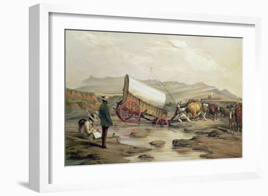 T662 Klaass Smit's River, with a Broken Down Wagon, Crossing the Drift, South Africa, 1852-Thomas Baines-Framed Giclee Print