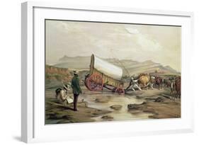 T662 Klaass Smit's River, with a Broken Down Wagon, Crossing the Drift, South Africa, 1852-Thomas Baines-Framed Giclee Print