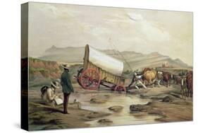 T662 Klaass Smit's River, with a Broken Down Wagon, Crossing the Drift, South Africa, 1852-Thomas Baines-Stretched Canvas