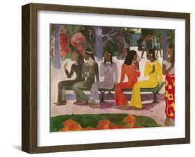 Ta Matete (We Shall Not Go to Market Today) 1892-Paul Gauguin-Framed Giclee Print