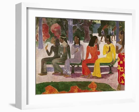 Ta Matete (We Shall Not Go to Market Today) 1892-Paul Gauguin-Framed Giclee Print