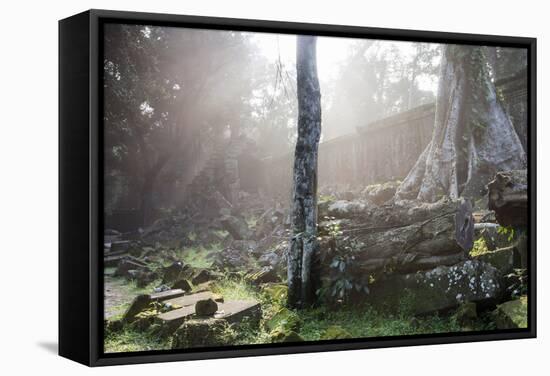 Ta Prohm Temple Sunrise, Angkor Thom, Angkor Wat Temple Complex, Siem Reap, Cambodia, Indochina-Stephen Studd-Framed Stretched Canvas