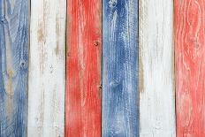 Stressed Wooden Boards Painted Red, White and Blue for Patriotic Concept of United States of Americ-tab62-Photographic Print
