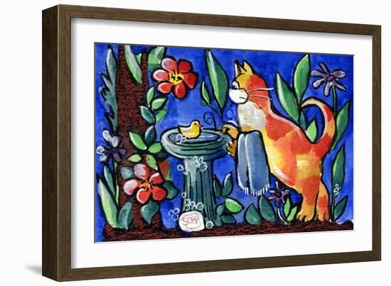 Tabby Cat with Rubber Duck-sylvia pimental-Framed Art Print