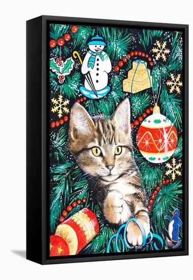 Tabby Christmas Kitten-Tony Todd-Framed Stretched Canvas