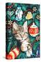 Tabby Christmas Kitten-Tony Todd-Stretched Canvas